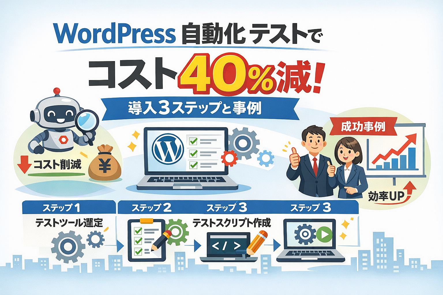 WordPress 自動化 テストでコスト40%減！導入3ステップと事例