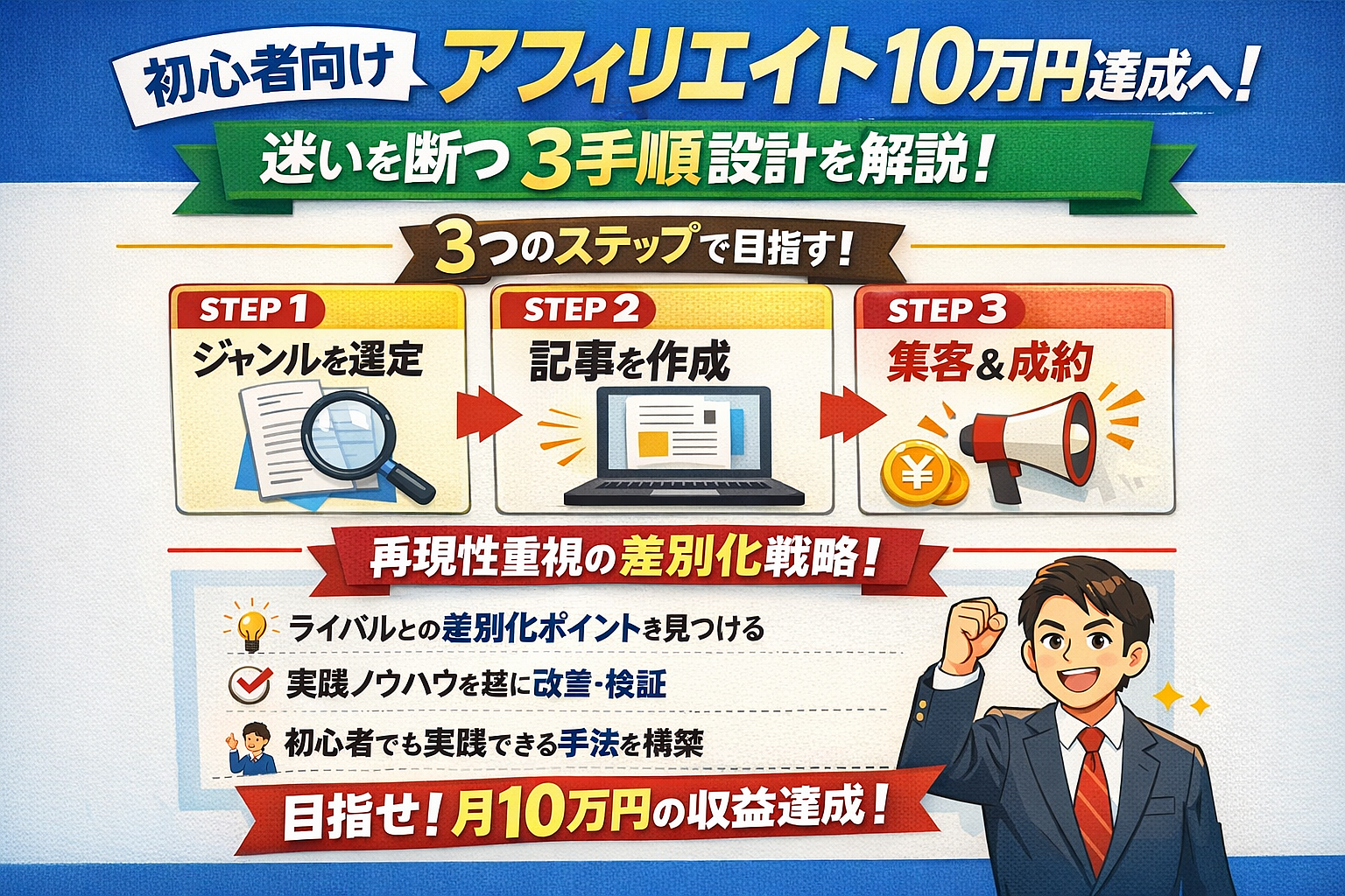 アフィリエイトで月10万円を狙う手順3つ設計で迷いを解消を初心者向けにわかりやす